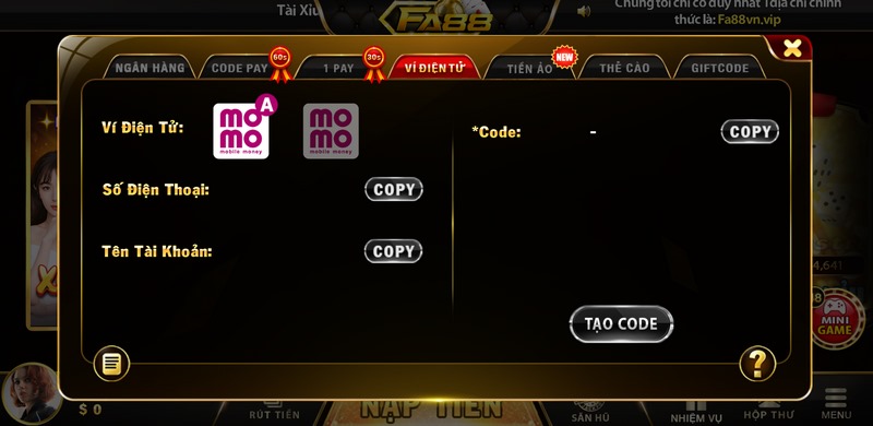 nạp qua ví điện tử nhanh chóng