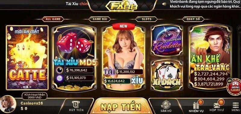 Hệ thống game và trả thưởng nhà Fa đủ sức thuyết phục mọi khách hàng