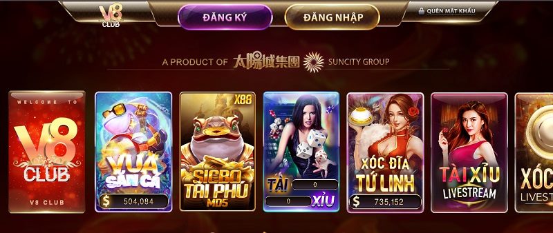 Game chơi cược tại V8 đa dạng, dễ ăn thưởng và uy tín