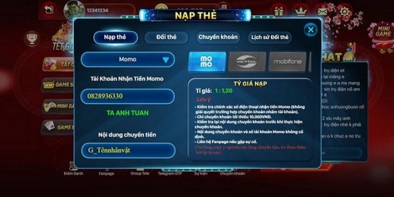 Quá trình nạp tiền vào GiautoClub siêu đơn giản